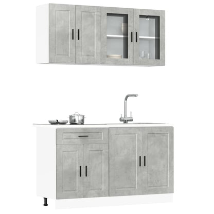 vidaXL Meuble de cuisine 4 pcs Porto Gris béton en bois d'ingénierie