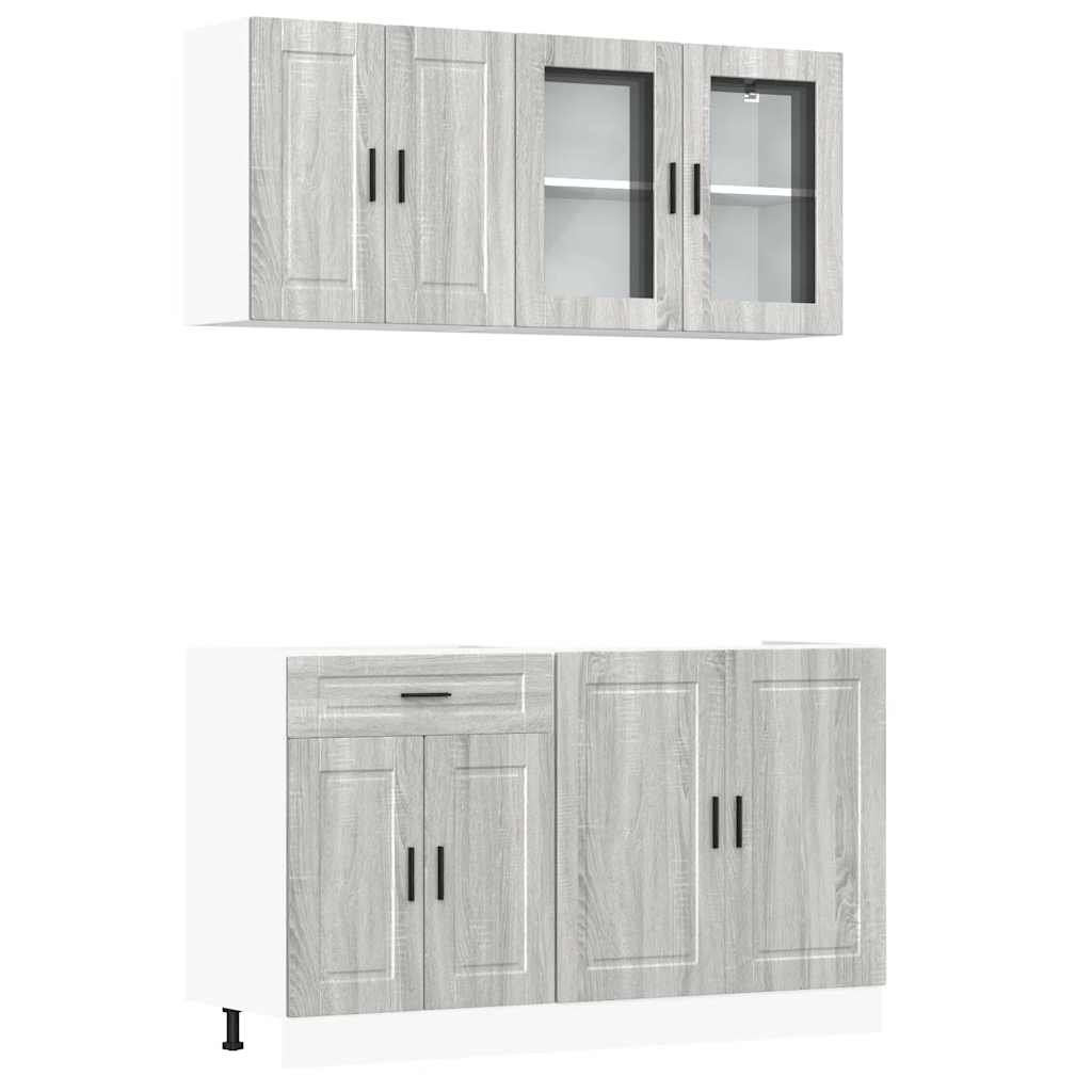 vidaXL Ensemble de 4 meubles de cuisine Porto Gris Bois d'ingénierie
