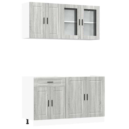 vidaXL Ensemble de 4 meubles de cuisine Porto Gris Bois d'ingénierie