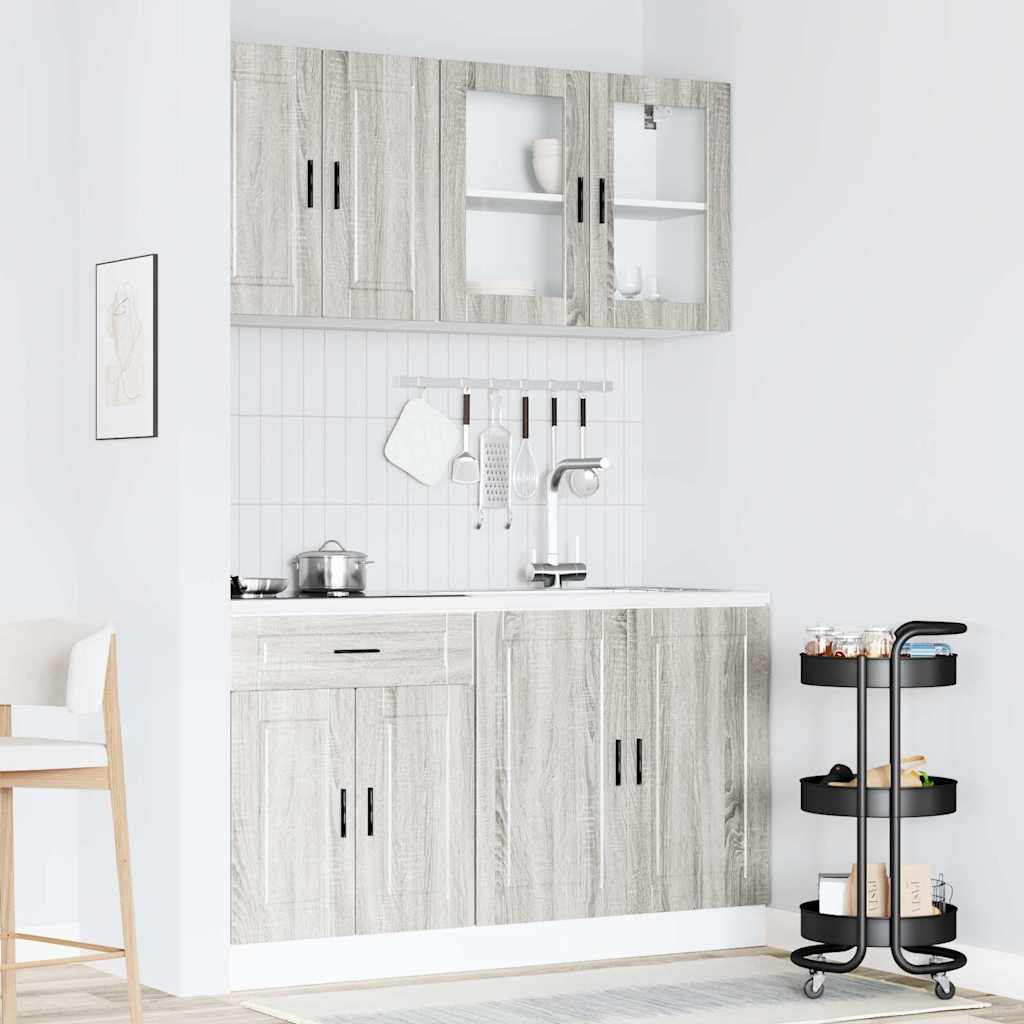 vidaXL Ensemble de 4 meubles de cuisine Porto Gris Bois d'ingénierie