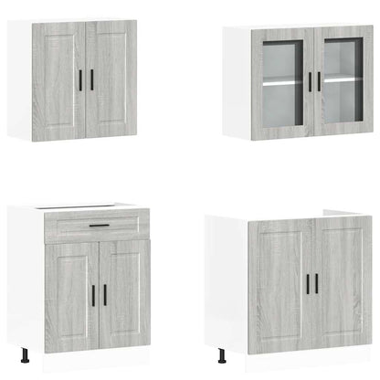 vidaXL Ensemble de 4 meubles de cuisine Porto Gris Bois d'ingénierie