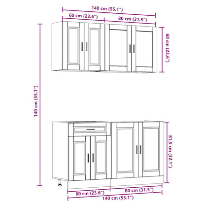 vidaXL Ensemble de 4 meubles de cuisine Porto Gris Bois d'ingénierie