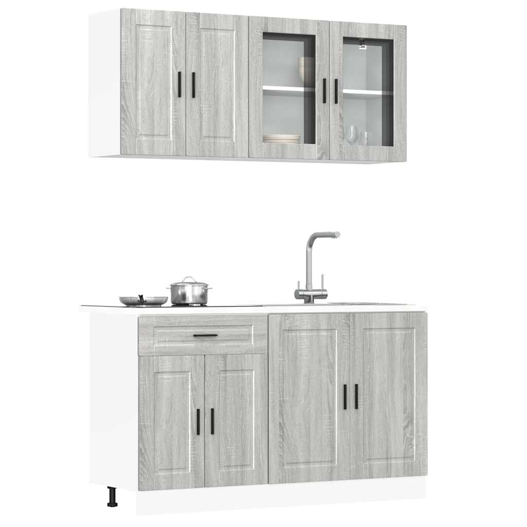 vidaXL Ensemble de 4 meubles de cuisine Porto Gris Bois d'ingénierie