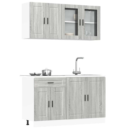 vidaXL Ensemble de 4 meubles de cuisine Porto Gris Bois d'ingénierie