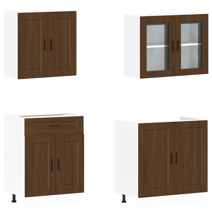 vidaXL 4-tlg. Küchenschrank-Set Porto Braun Eichen-Optik Holzwerkstoff