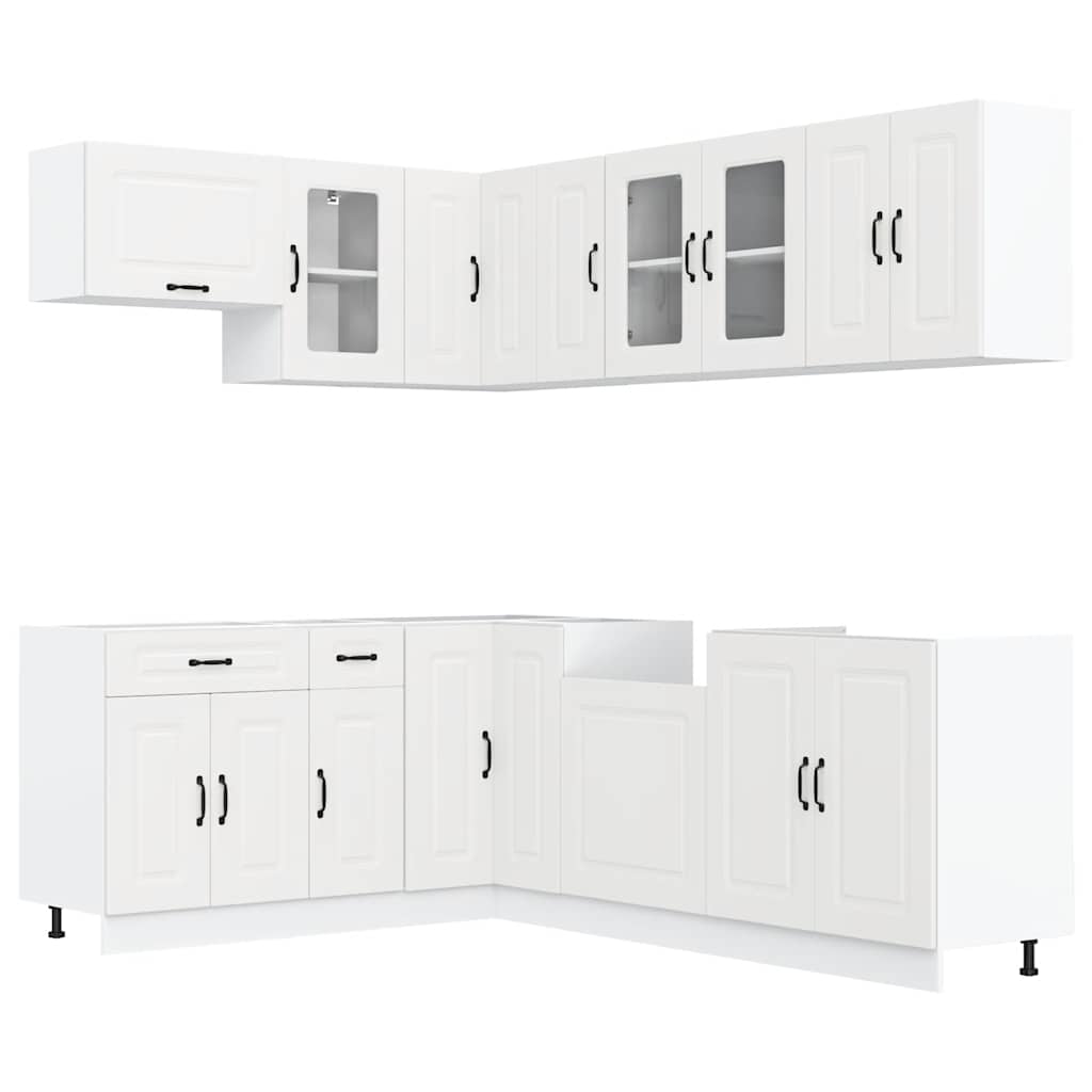 vidaXL 11-tlg. Küchenschrank-Set Kalmar Weiß Holzwerkstoff