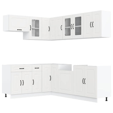 vidaXL 11-tlg. Küchenschrank-Set Kalmar Weiß Holzwerkstoff