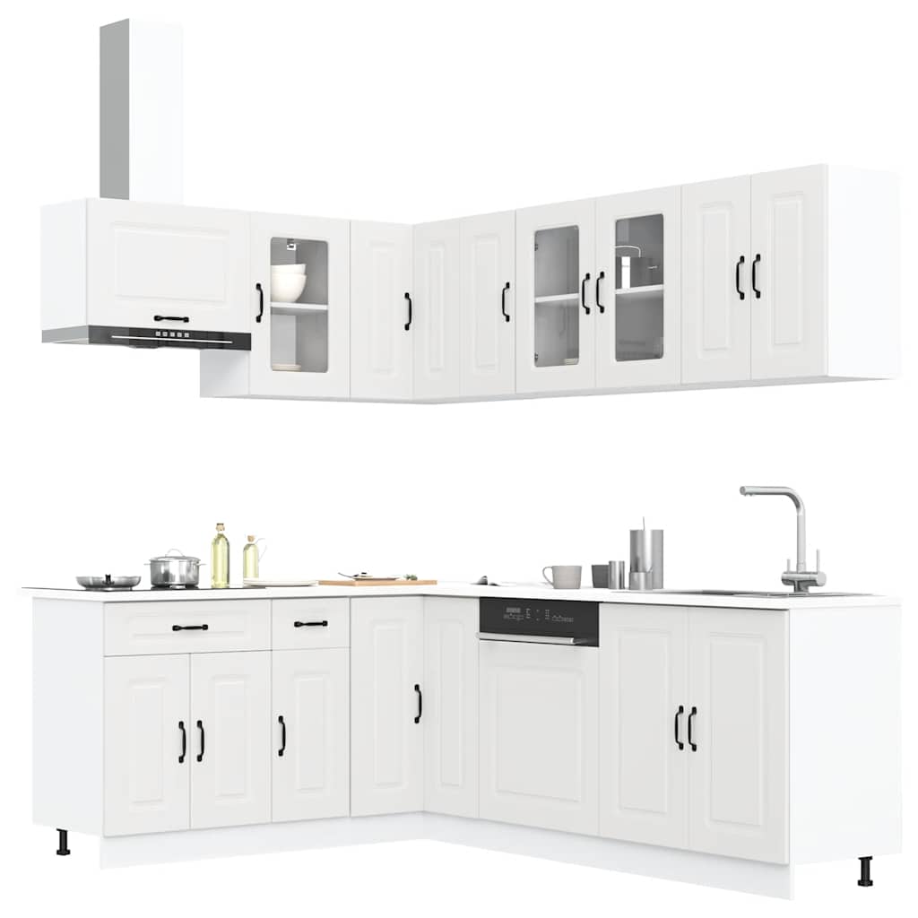 vidaXL 11-tlg. Küchenschrank-Set Kalmar Weiß Holzwerkstoff