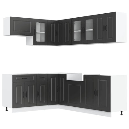vidaXL 11-tlg. Küchenschrank-Set Kalmar Schwarz Holzwerkstoff