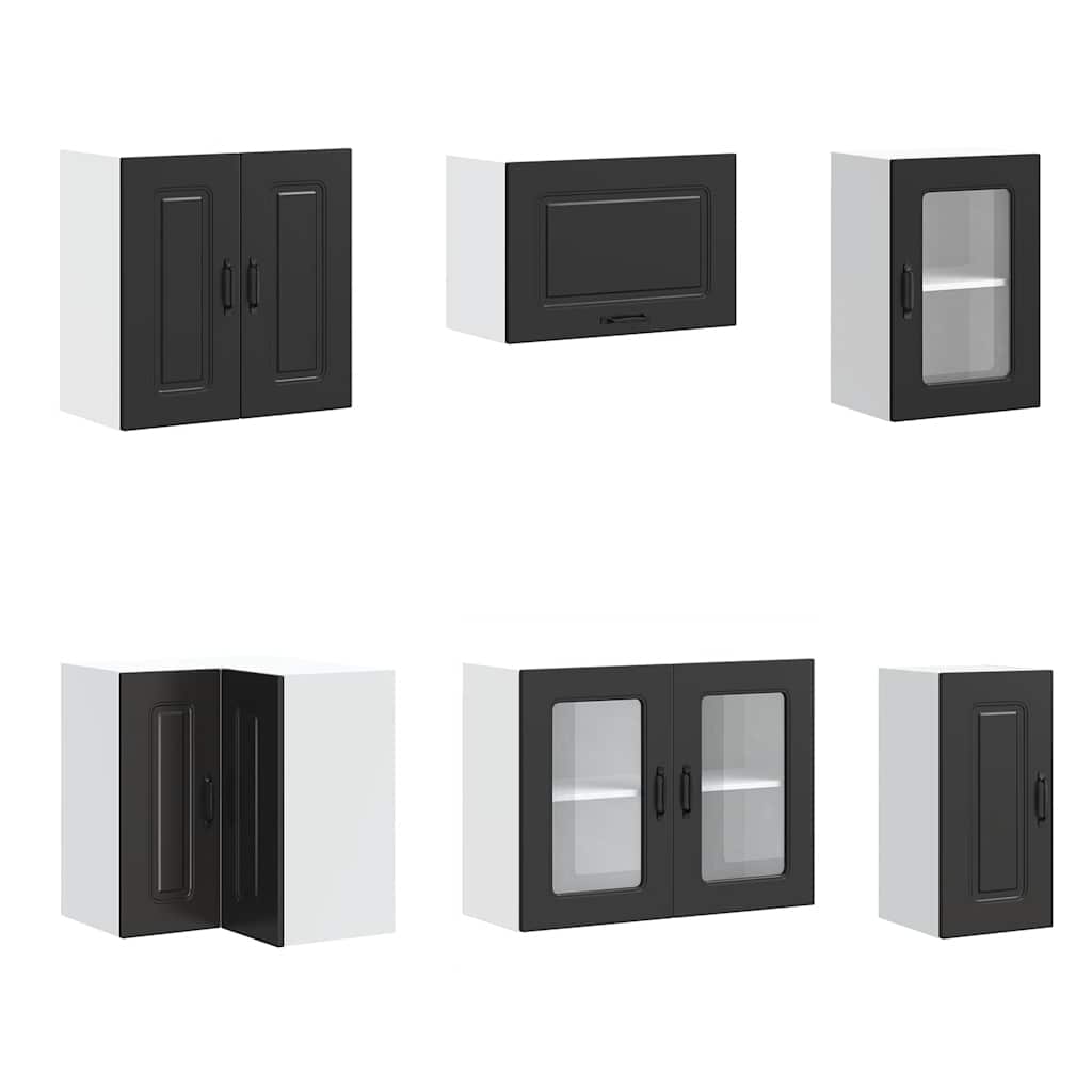 vidaXL 11-tlg. Küchenschrank-Set Kalmar Schwarz Holzwerkstoff