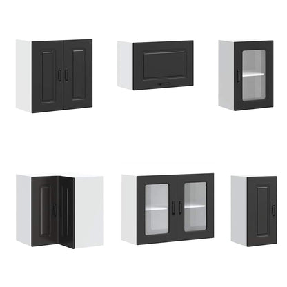 vidaXL 11-tlg. Küchenschrank-Set Kalmar Schwarz Holzwerkstoff