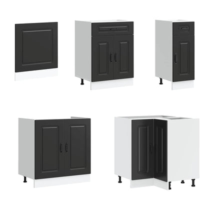 vidaXL 11-tlg. Küchenschrank-Set Kalmar Schwarz Holzwerkstoff