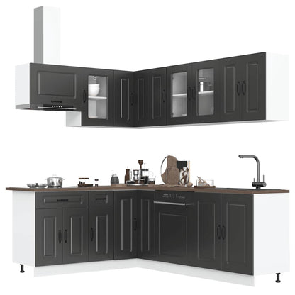 vidaXL 11-tlg. Küchenschrank-Set Kalmar Schwarz Holzwerkstoff