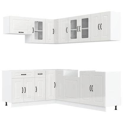 vidaXL 11-tlg. Küchenschrank-Set Kalmar Hochglanz-Weiß Holzwerkstoff