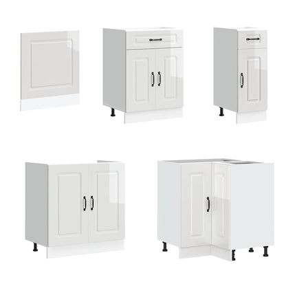 vidaXL 11-tlg. Küchenschrank-Set Kalmar Hochglanz-Weiß Holzwerkstoff