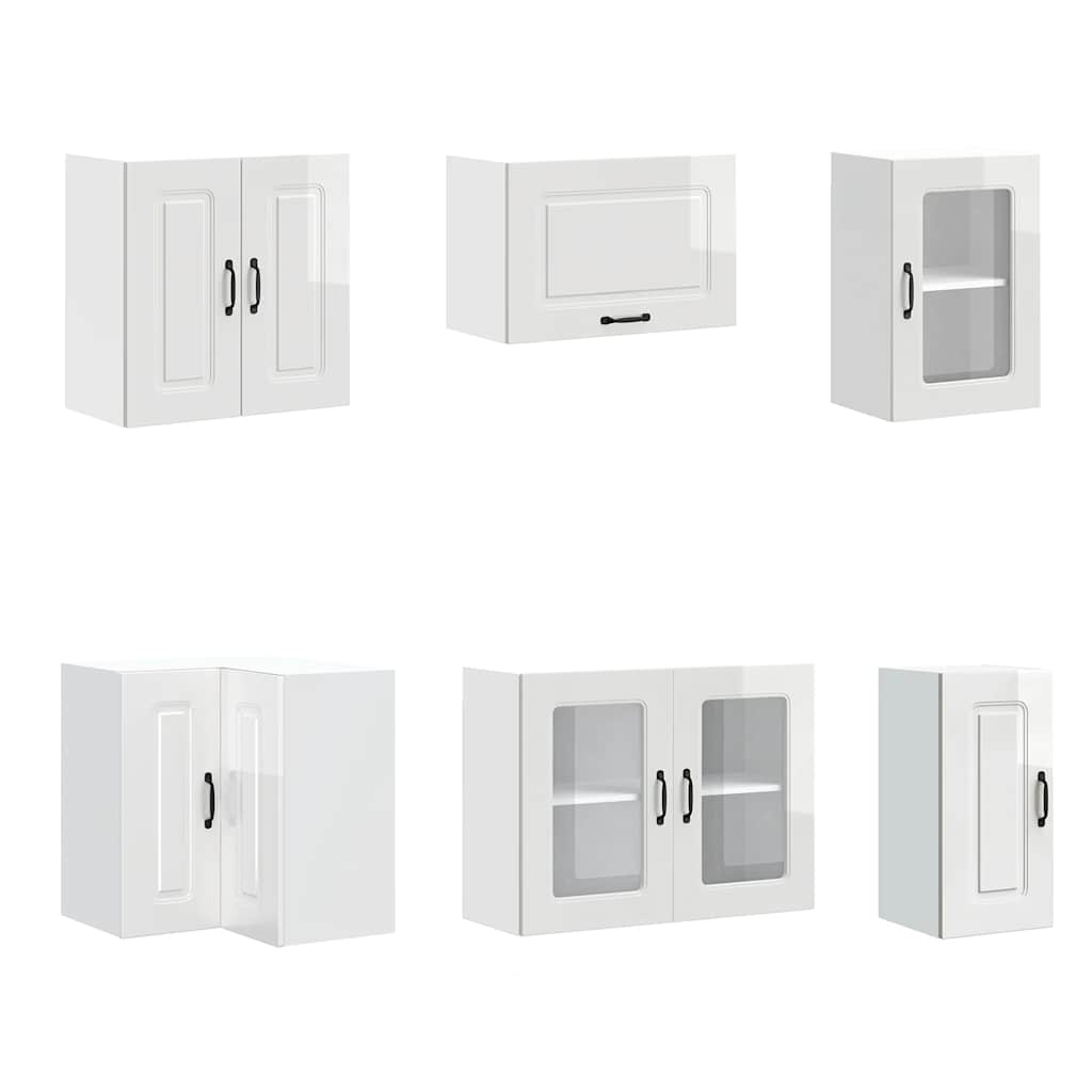 vidaXL 11-tlg. Küchenschrank-Set Kalmar Hochglanz-Weiß Holzwerkstoff