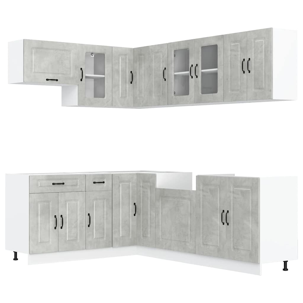 vidaXL Ensemble de meubles de cuisine Kalmar 11 pcs Béton gris Bois d'ingénierie