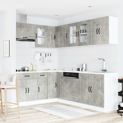 vidaXL Ensemble de meubles de cuisine Kalmar 11 pcs Béton gris Bois d'ingénierie