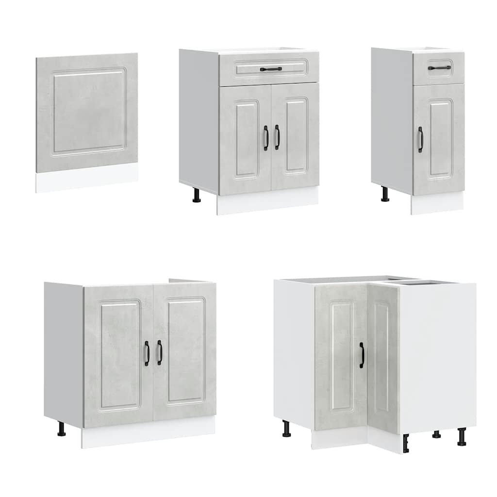 vidaXL Ensemble de meubles de cuisine Kalmar 11 pcs Béton gris Bois d'ingénierie