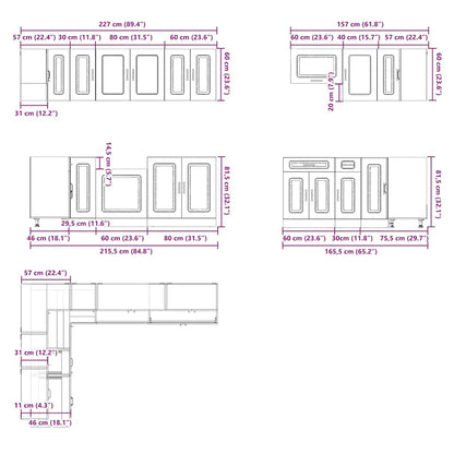vidaXL Ensemble de meubles de cuisine Kalmar 11 pcs Béton gris Bois d'ingénierie