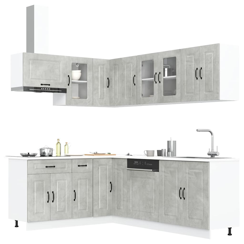 vidaXL Ensemble de meubles de cuisine Kalmar 11 pcs Béton gris Bois d'ingénierie
