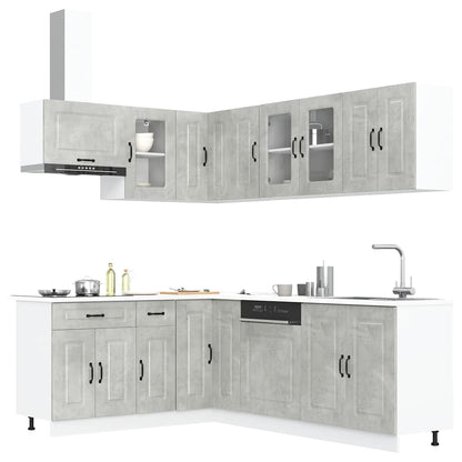 vidaXL Ensemble de meubles de cuisine Kalmar 11 pcs Béton gris Bois d'ingénierie