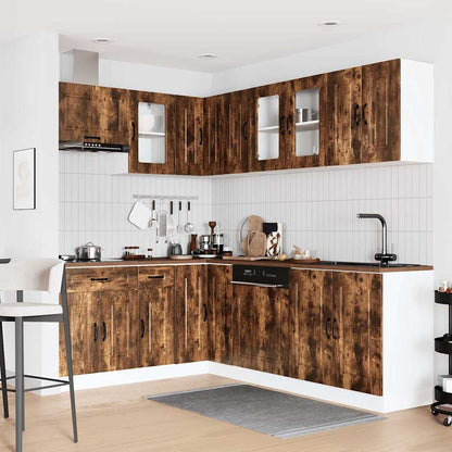 vidaXL 11-tlg. Küchenschrank-Set Kalmar Räuchereiche Holzwerkstoff