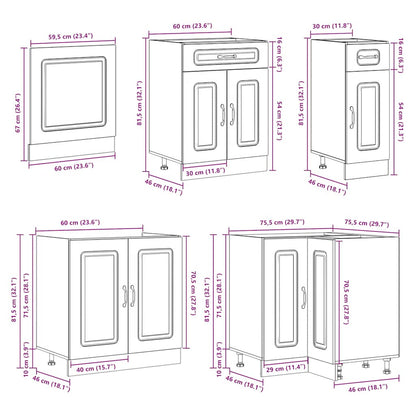 vidaXL Ensemble de 11 meubles de cuisine Kalmar Gris Sonoma en bois d'ingénierie