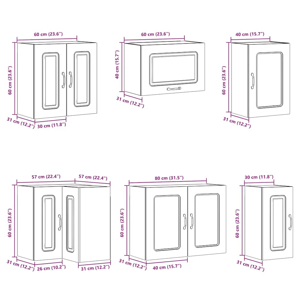 vidaXL Ensemble de 11 meubles de cuisine Kalmar Gris Sonoma en bois d'ingénierie
