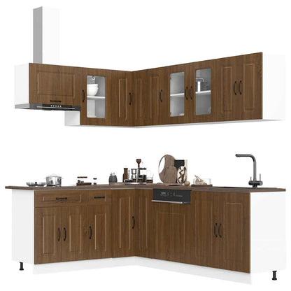 vidaXL 11-tlg. Küchenschrank-Set Kalmar Braun Eichen-Optik Holzwerkstoff