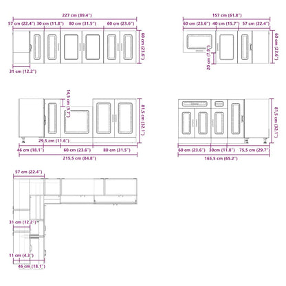 vidaXL 11-tlg. Küchenschrank-Set Kalmar Altholz-Optik Holzwerkstoff
