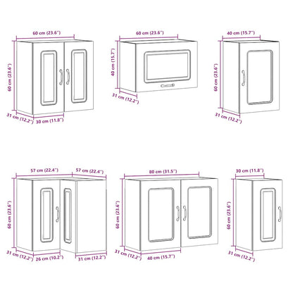 vidaXL 11-tlg. Küchenschrank-Set Kalmar Altholz-Optik Holzwerkstoff