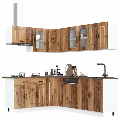 vidaXL 11-tlg. Küchenschrank-Set Kalmar Altholz-Optik Holzwerkstoff