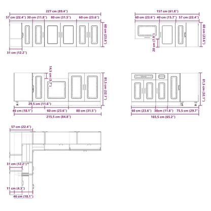 vidaXL 11-tlg. Küchenschrank-Set Kalmar Artisan-Eiche Holzwerkstoff
