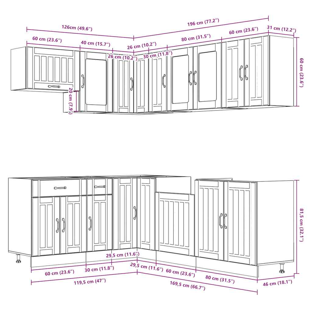 vidaXL 11-tlg. Küchenschrank-Set Lucca Weiß Holzwerkstoff