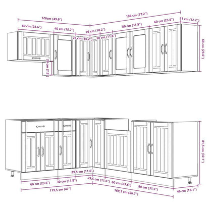 vidaXL 11-tlg. Küchenschrank-Set Lucca Weiß Holzwerkstoff