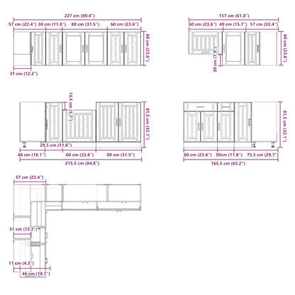 vidaXL 11-tlg. Küchenschrank-Set Lucca Weiß Holzwerkstoff