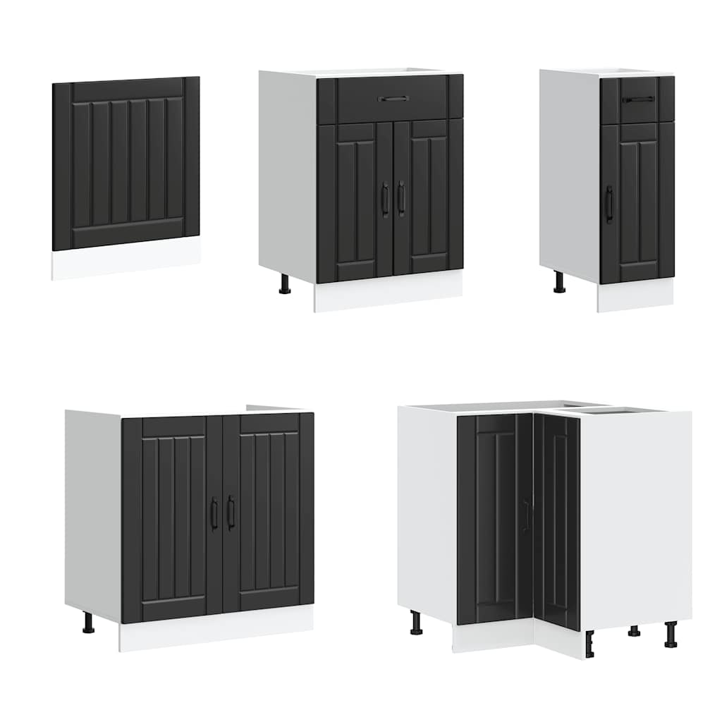 vidaXL 11-tlg. Küchenschrank-Set Lucca Schwarz Holzwerkstoff