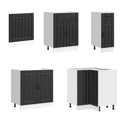 vidaXL 11-tlg. Küchenschrank-Set Lucca Schwarz Holzwerkstoff