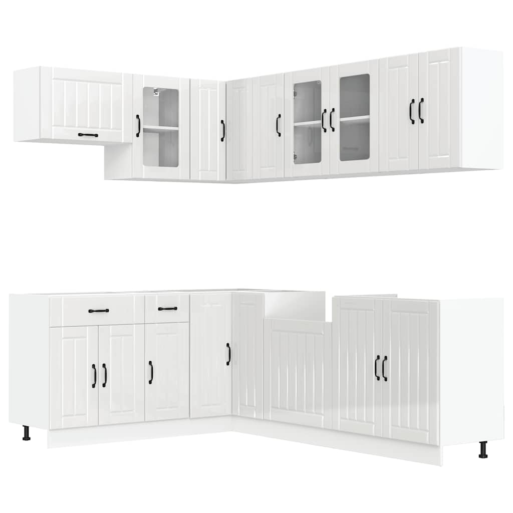 vidaXL Ensemble de 11 meubles de cuisine Lucca Blanc brillant Bois d'ingénierie