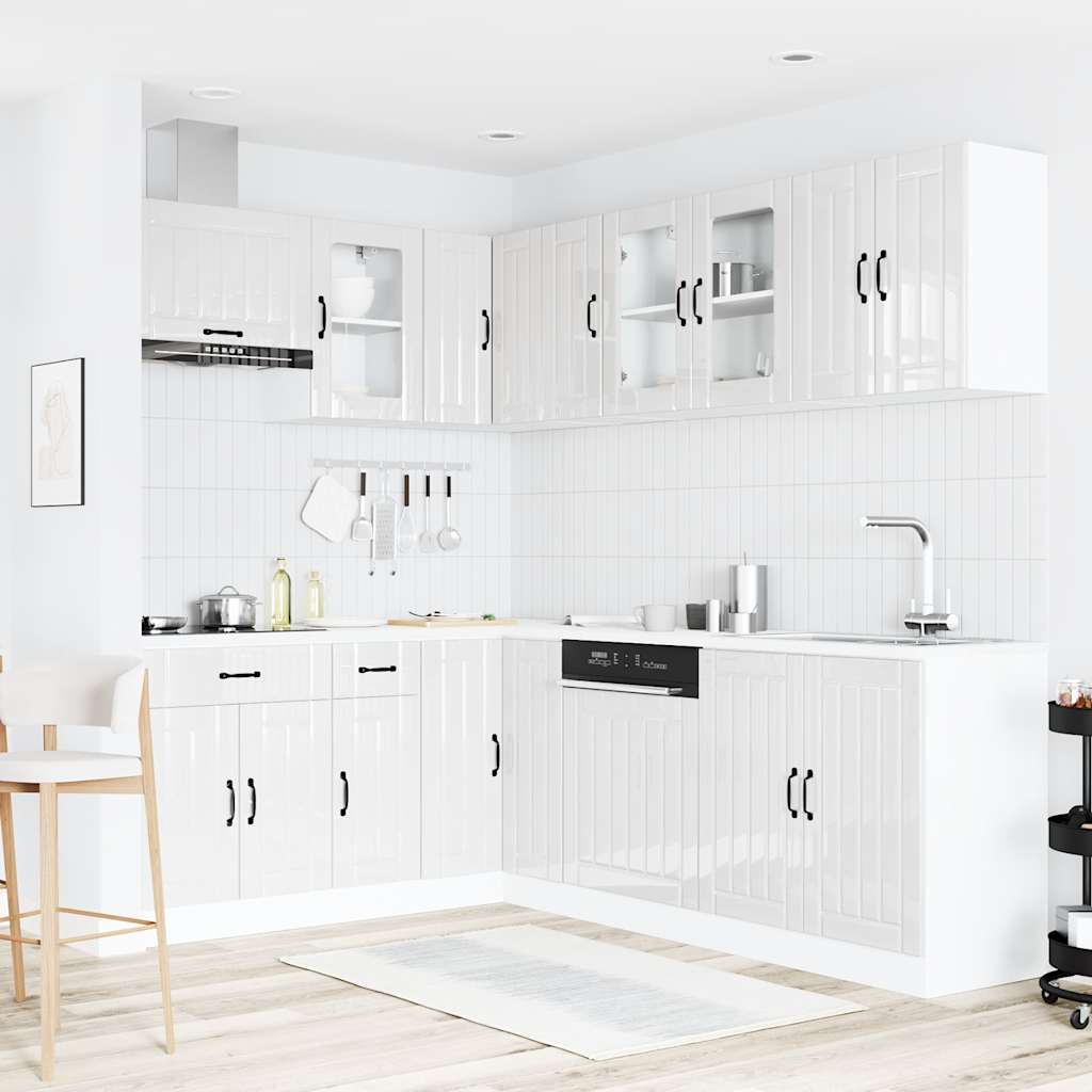 vidaXL Ensemble de 11 meubles de cuisine Lucca Blanc brillant Bois d'ingénierie