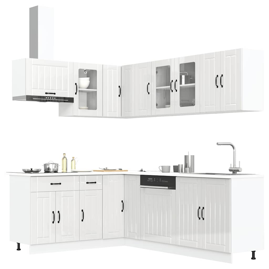 vidaXL Ensemble de 11 meubles de cuisine Lucca Blanc brillant Bois d'ingénierie