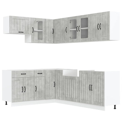 vidaXL 11-tlg. Küchenschrank-Set Lucca Betongrau Holzwerkstoff