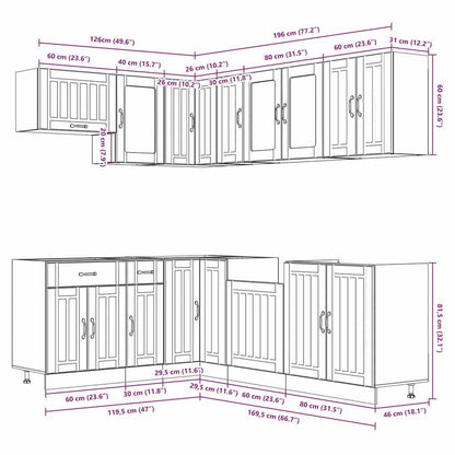 vidaXL 11-tlg. Küchenschrank-Set Lucca Betongrau Holzwerkstoff