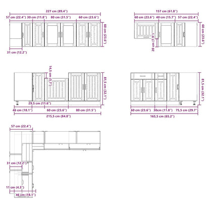 vidaXL 11-tlg. Küchenschrank-Set Lucca Betongrau Holzwerkstoff