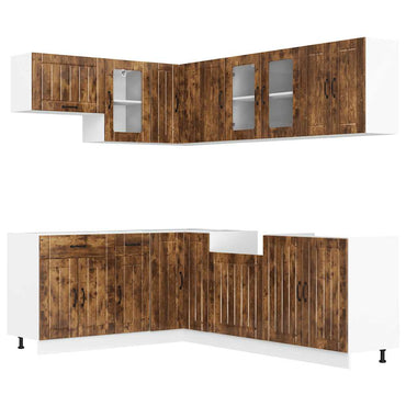 vidaXL 11-tlg. Küchenschrank-Set Lucca Räuchereiche Holzwerkstoff
