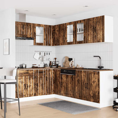 vidaXL 11-tlg. Küchenschrank-Set Lucca Räuchereiche Holzwerkstoff