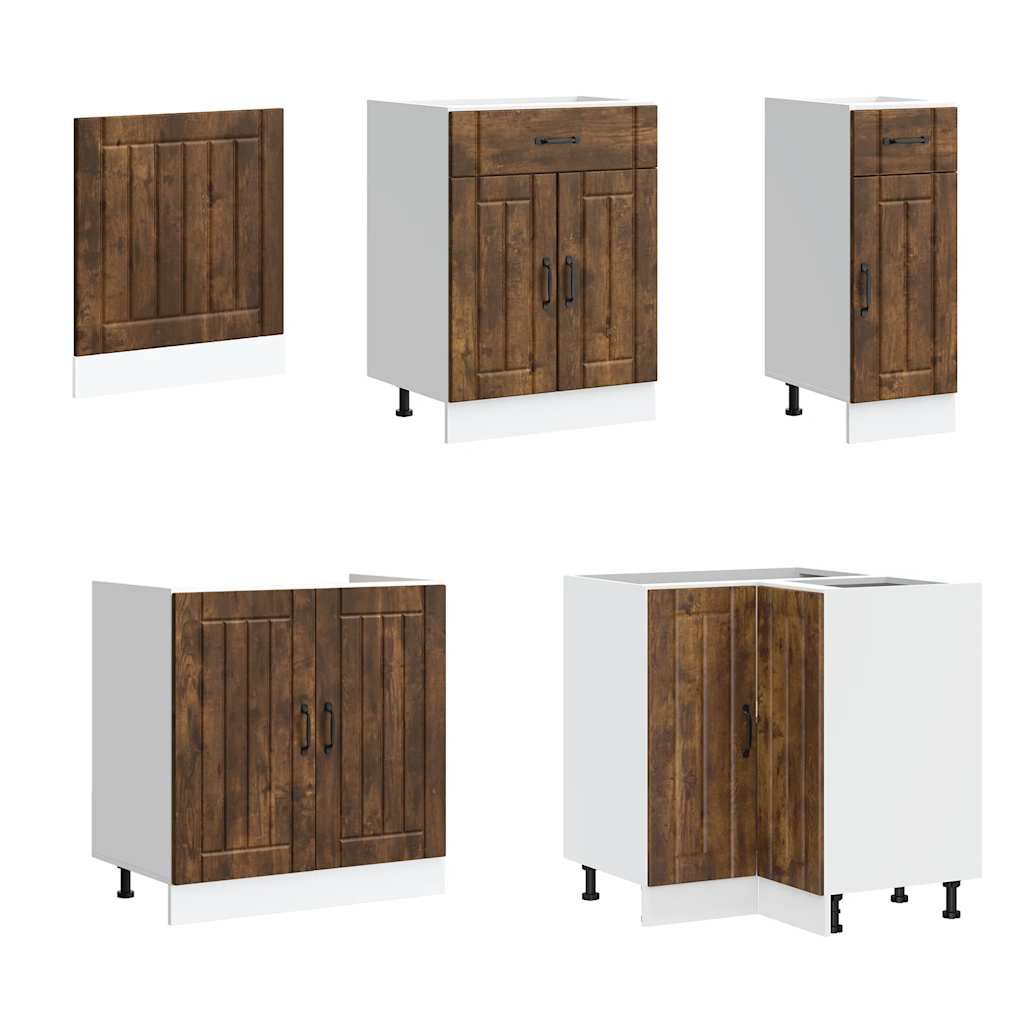 vidaXL 11-tlg. Küchenschrank-Set Lucca Räuchereiche Holzwerkstoff