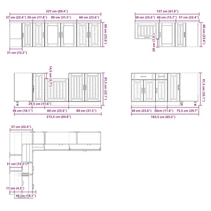 vidaXL 11-tlg. Küchenschrank-Set Lucca Räuchereiche Holzwerkstoff