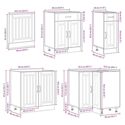 vidaXL 11-tlg. Küchenschrank-Set Lucca Räuchereiche Holzwerkstoff